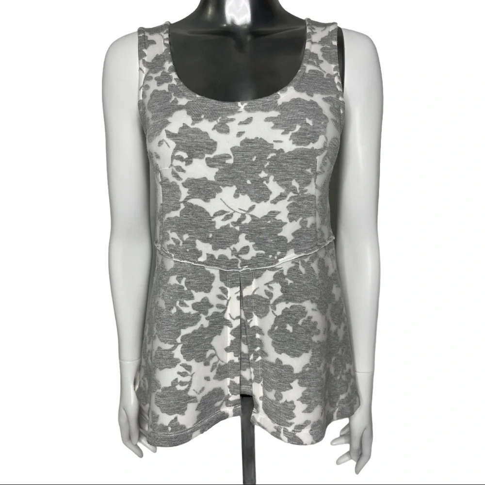 Anthropologie Akemi + Kin Floral Peplum Top Grey Size Small